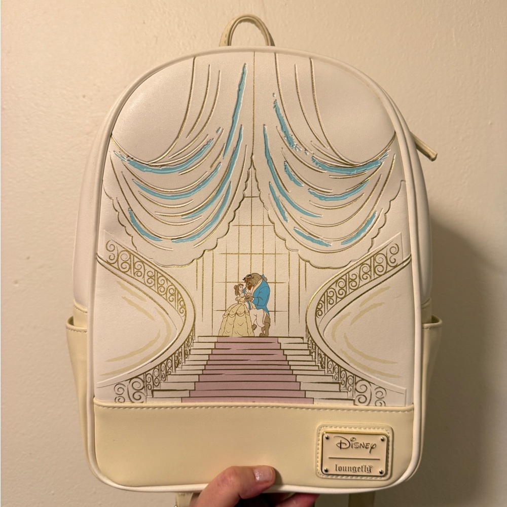 Disney Loungefly Beauty And The Beast Cream Backp… - image 1